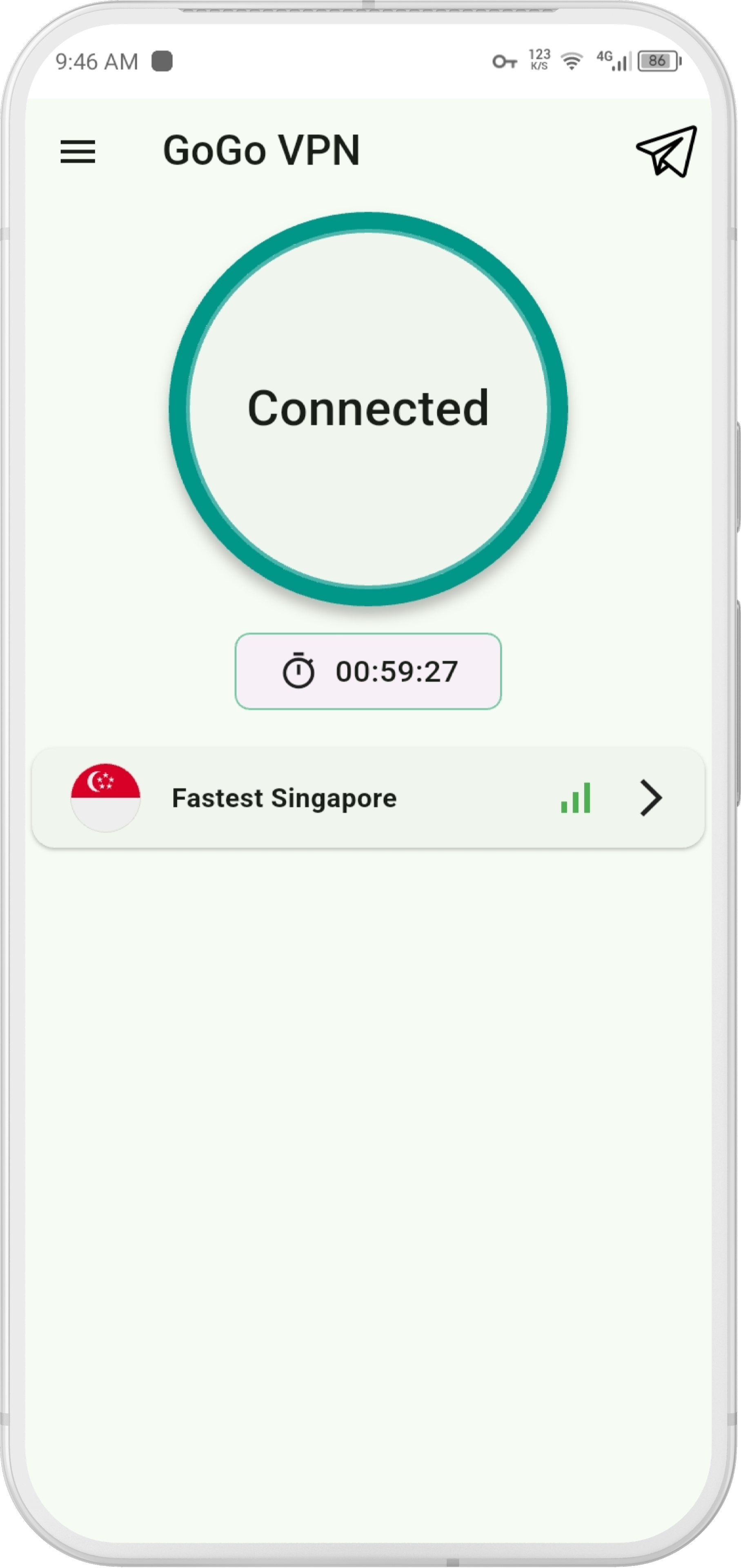 GoGo VPN Connected - Mobile App